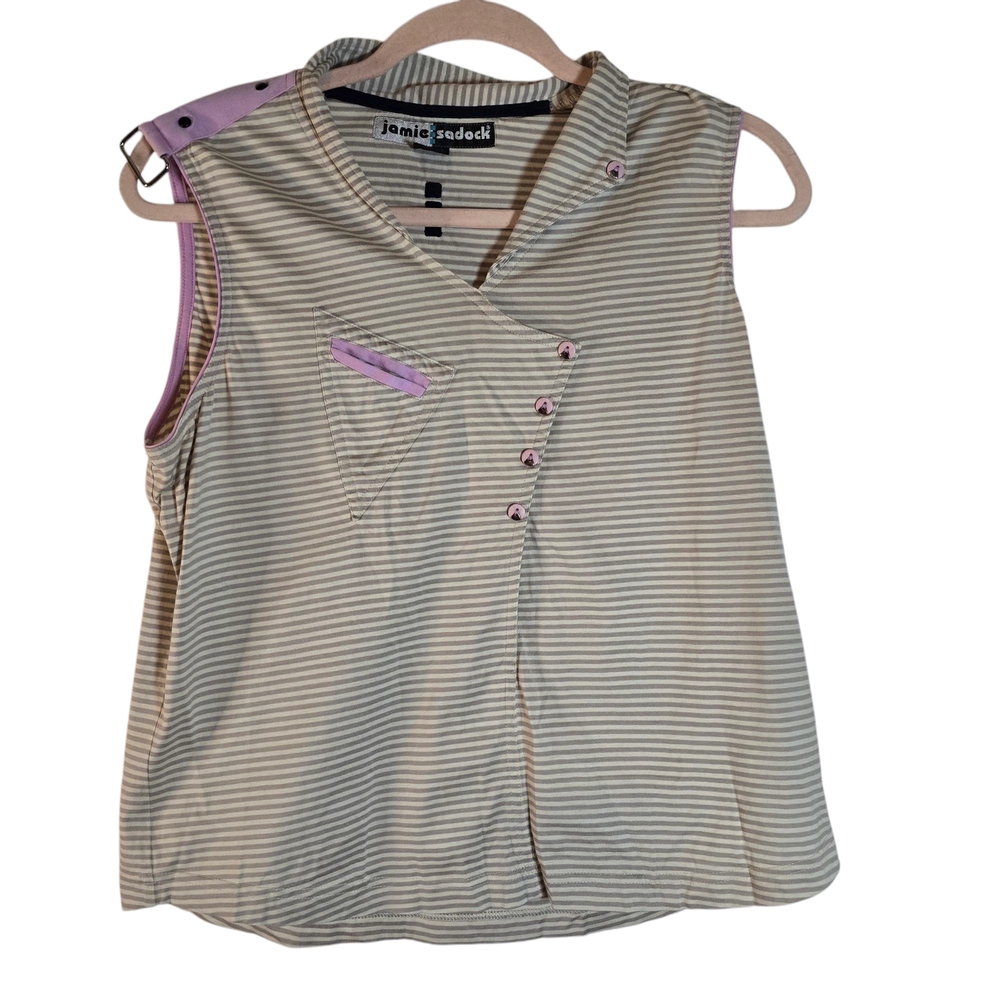 Jamie Sadock Women's Striped Tan Sleeveless  MotoTop